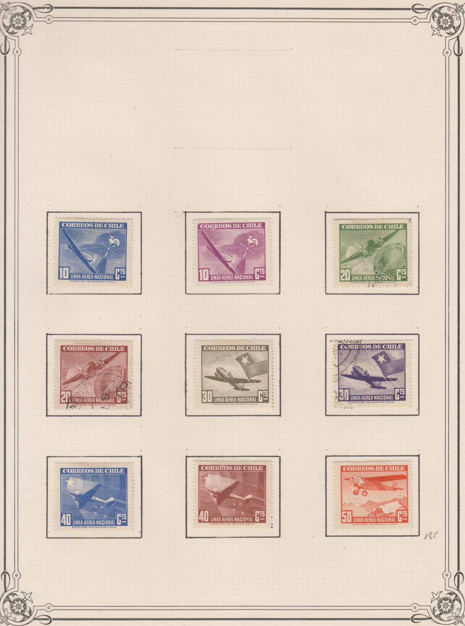 Chile — Ordinary & airpost collection on 25 album pages including key values & full sets…