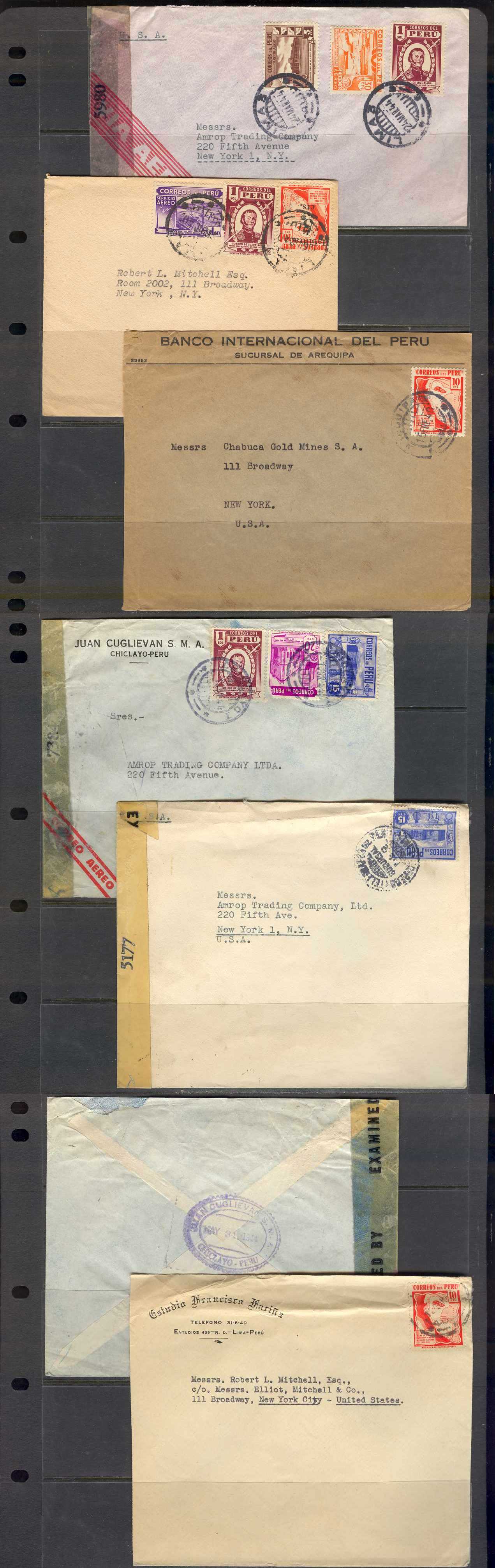 Peru 1939 — Mails to USA